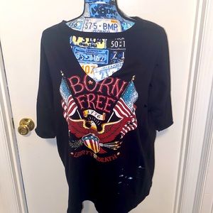 CHARLOTTE RUSSE distressed America tee size L